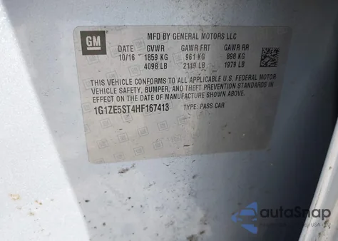 2017 Chevrolet Malibu 1Lt z USA, uszkodzony, nr VIN 1G1ZE5ST4HF167413